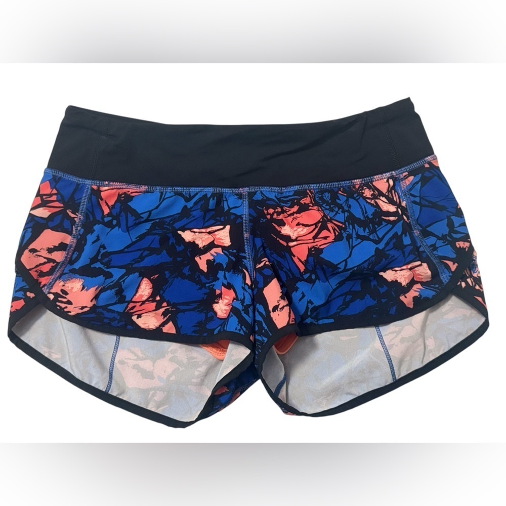 Lululemon Speed Short in Paint Storm Harbor Blue Multi / Black